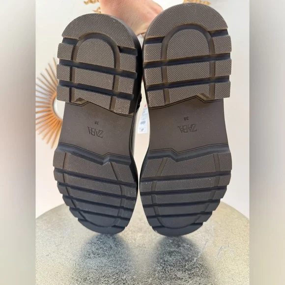 ZARA - Black Over The Knee Lug Sole Boots - Picture 7 of 9